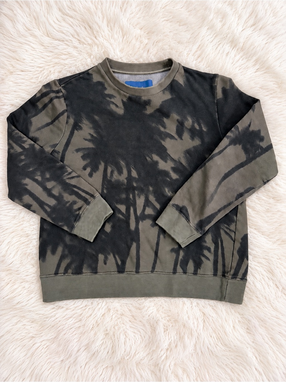 Aztech Mountain Palm Trees Graphic Sweatshirt Green Black Size S